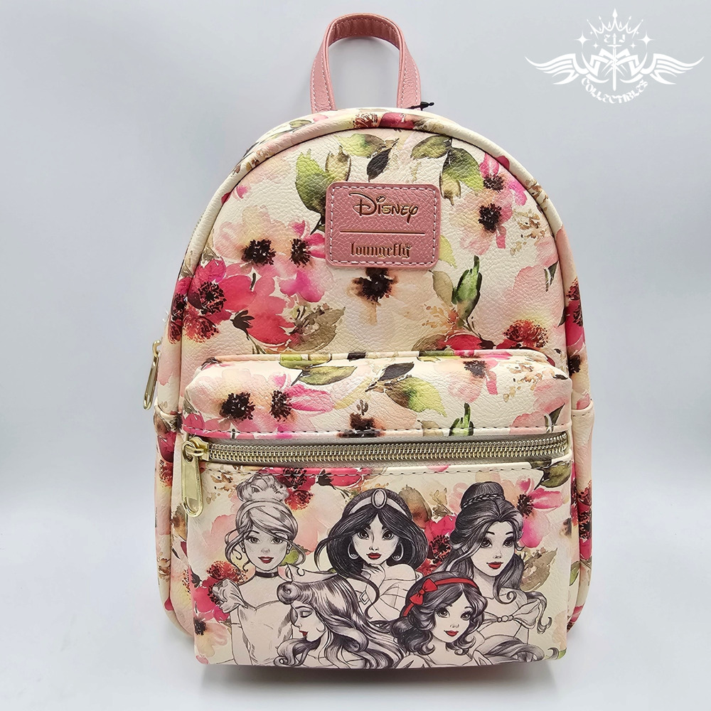 Loungefly Disney Princess Floral Sketch Pink Mini Backpack Bag New
